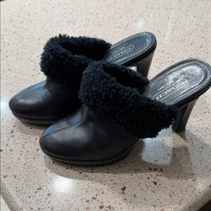 Coach Black Shearling Ankle Booties